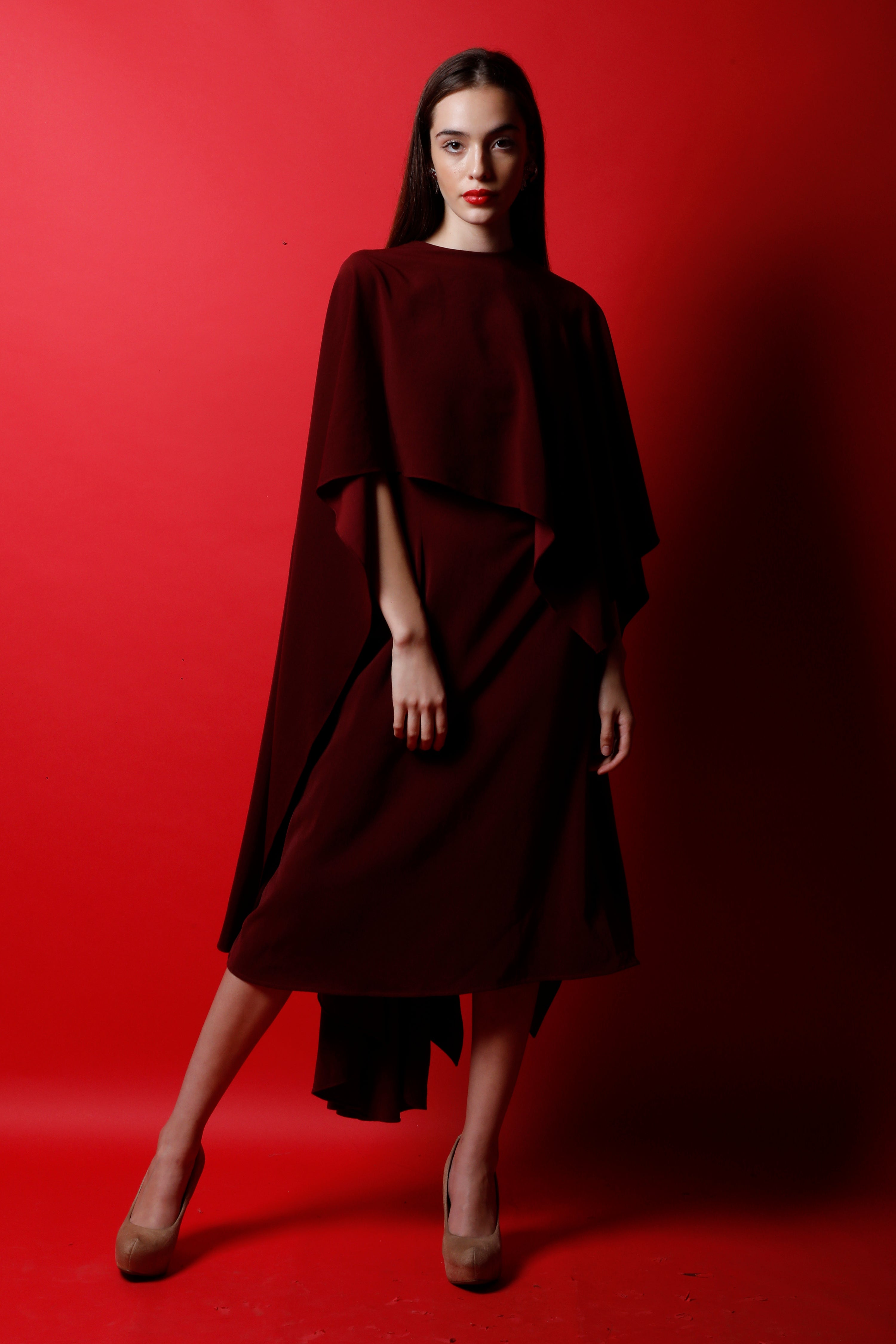 Fit & Flare Dress With Flag Drape