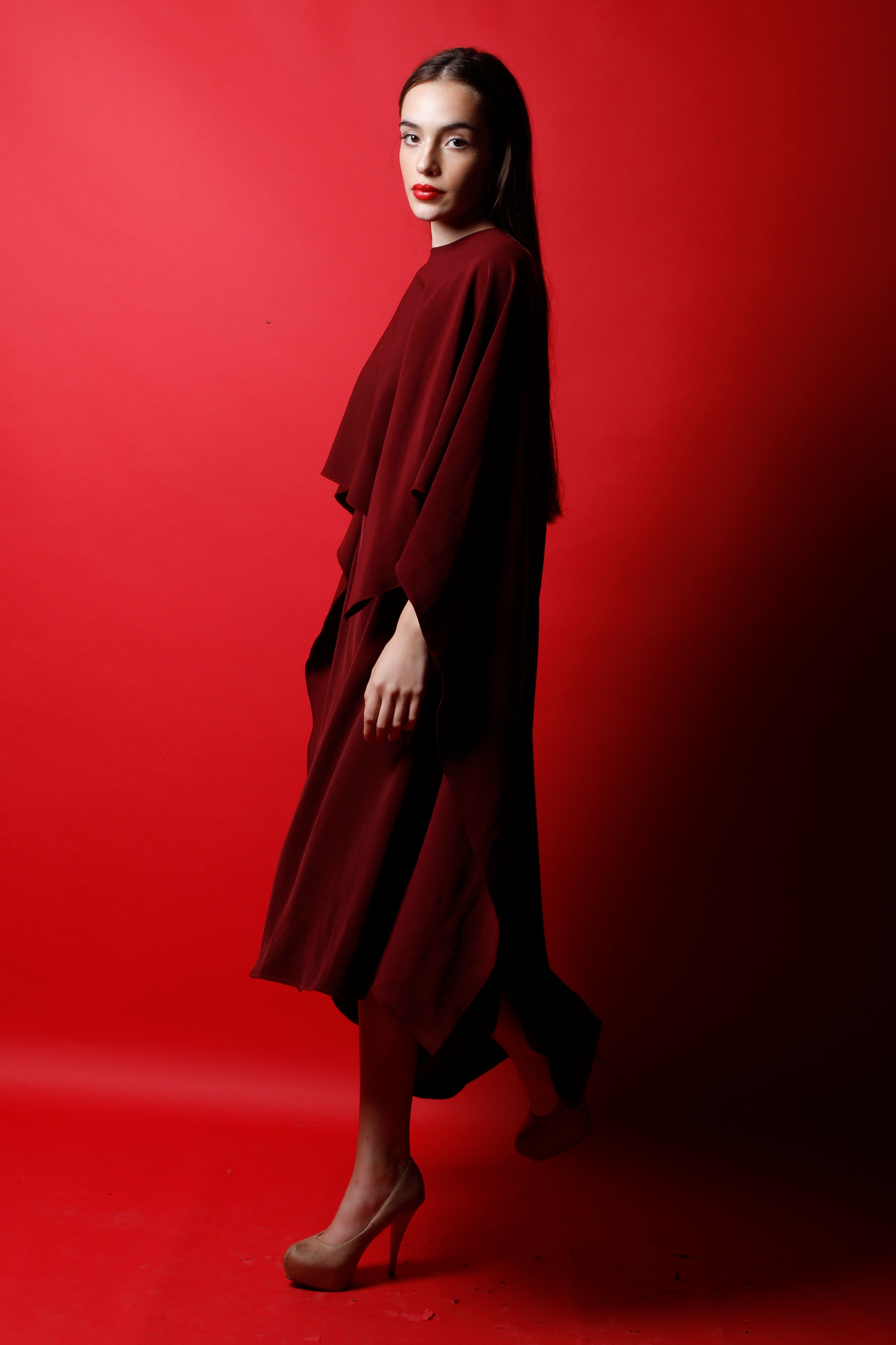 Fit & Flare Dress With Flag Drape