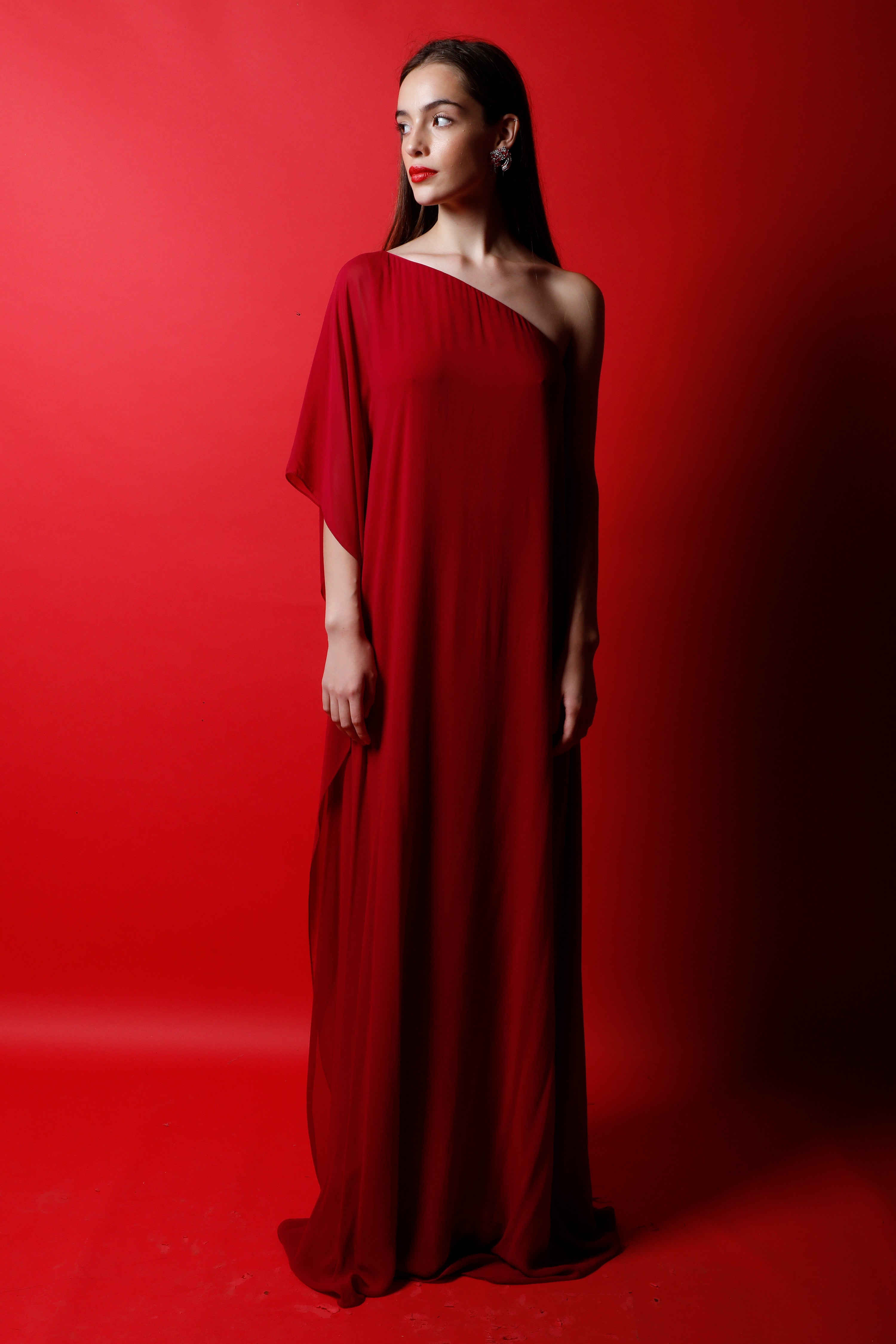 One Shoulder Kaftan Gown