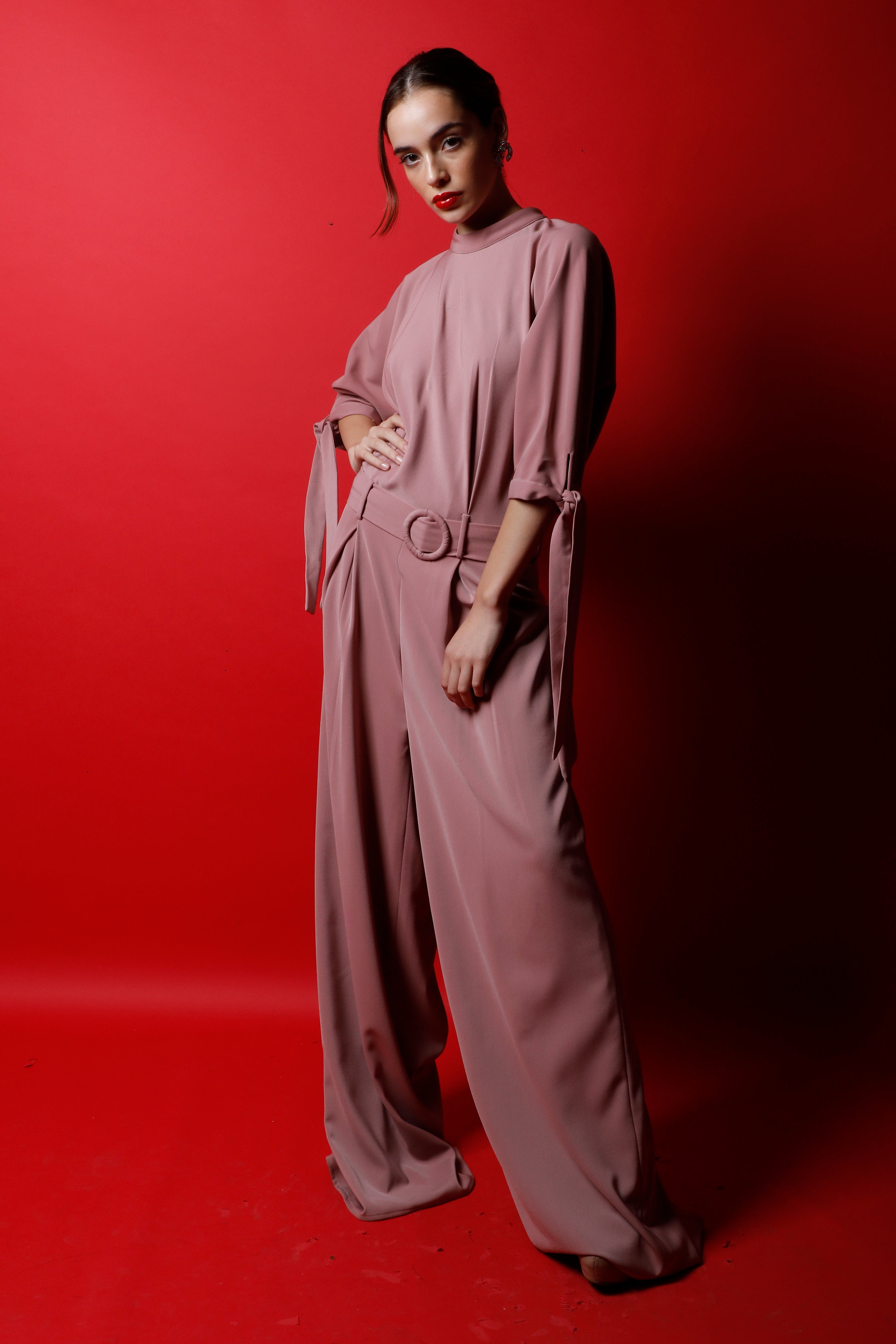 Drop Waisted Jumpsuit with Tie Ups